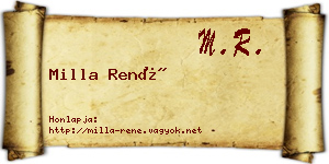 Milla René névjegykártya